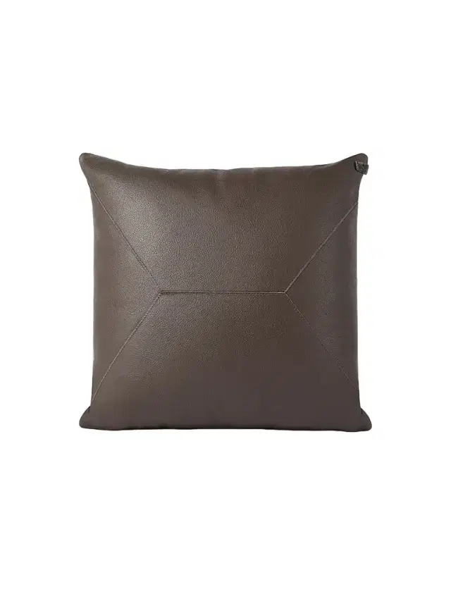 Brunello Cucinelli Grained Leather Cushion with Monili - Cigar