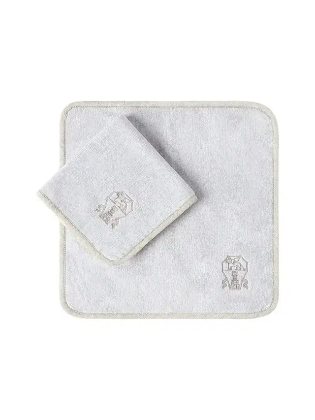 Brunello Cucinelli 2 Piece Cotton Terrycloth Hand Towel Set with Embroidery