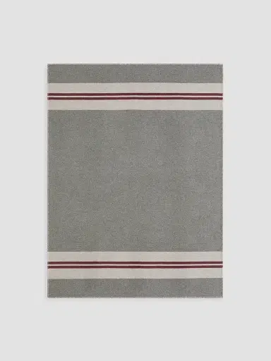 Brunello Cucinelli Cashmere Regimental Stripe Double Knit Throw - Medium Grey | Thumbnail 2