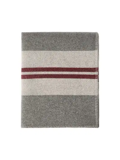 Brunello Cucinelli Cashmere Regimental Stripe Double Knit Throw - Medium Grey | Thumbnail 1