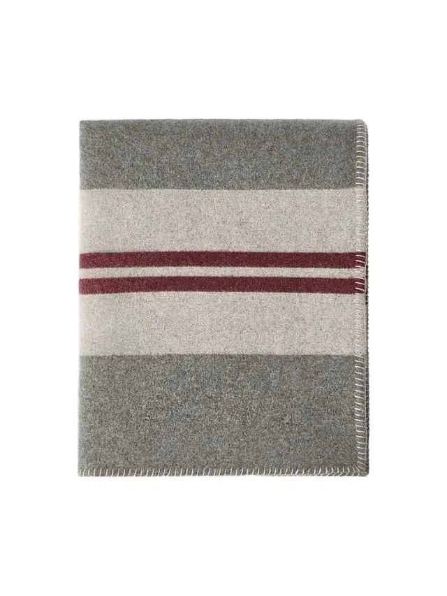 Brunello Cucinelli Cashmere Regimental Stripe Double Knit Throw - Medium Grey