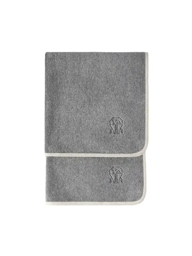 Brunello Cucinelli 2 Piece Cotton Terrycloth Bath Towel Set with Embroidery