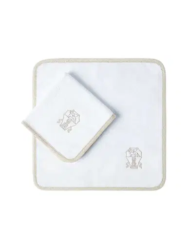 Brunello Cucinelli 2 Piece Cotton Terrycloth Hand Towel Set with Embroidery | Thumbnail 1 Brunello Cucinelli 2 Piece Cotton Terrycloth Hand Towel Set with Embroidery | Thumbnail 1