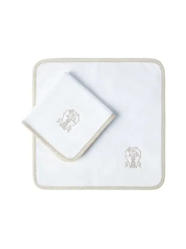 Brunello Cucinelli 2 Piece Cotton Terrycloth Hand Towel Set with Embroidery