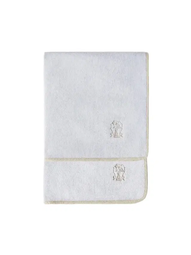Brunello Cucinelli 2 Piece Cotton Terrycloth Bath Towel Set with Embroidery