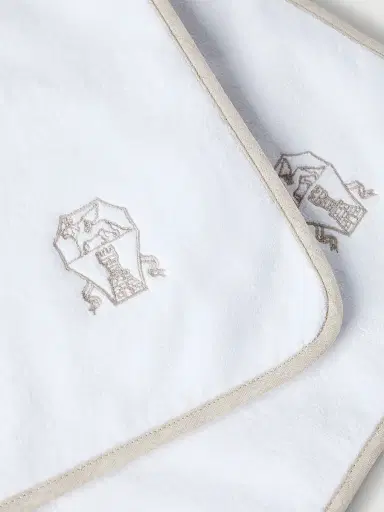 Brunello Cucinelli 2 Piece Cotton Terrycloth Bath Towel Set with Embroidery | Thumbnail 3 Brunello Cucinelli 2 Piece Cotton Terrycloth Bath Towel Set with Embroidery | Thumbnail 3