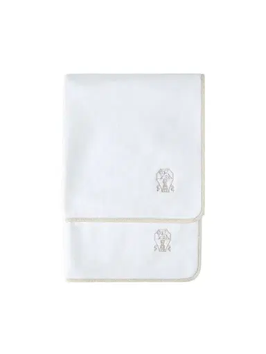 Brunello Cucinelli 2 Piece Cotton Terrycloth Bath Towel Set with Embroidery | Thumbnail 1 Brunello Cucinelli 2 Piece Cotton Terrycloth Bath Towel Set with Embroidery | Thumbnail 1