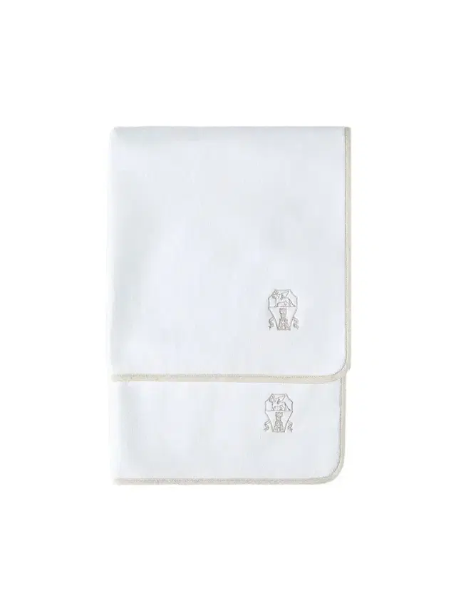 Brunello Cucinelli 2 Piece Cotton Terrycloth Bath Towel Set with Embroidery