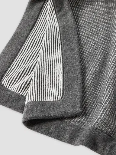 Brunello Cucinelli Cashmere English Rib Knit Throw with Contrast Borders | Thumbnail 3 Brunello Cucinelli Cashmere English Rib Knit Throw with Contrast Borders | Thumbnail 3