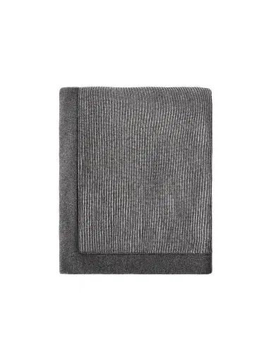 Brunello Cucinelli Cashmere English Rib Knit Throw with Contrast Borders | Thumbnail 1 Brunello Cucinelli Cashmere English Rib Knit Throw with Contrast Borders | Thumbnail 1