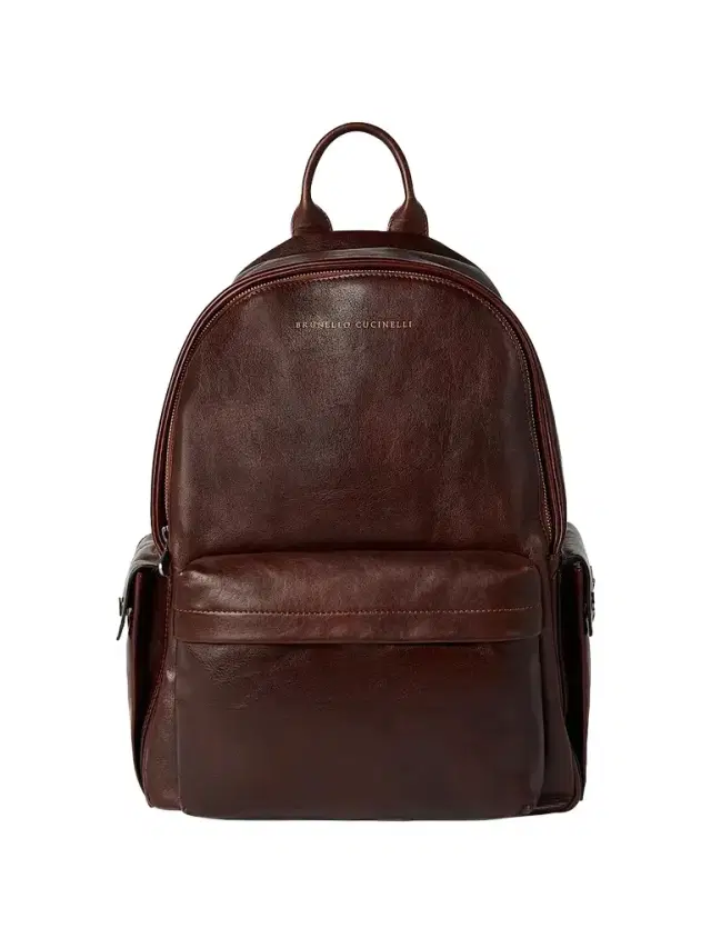 Brunello Cucinelli Men's Calfskin Travel Backpack - Burgundy