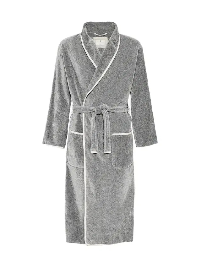 Brunello Cucinelli Women's Cotton Terrycloth Bathrobe with Linen Trims