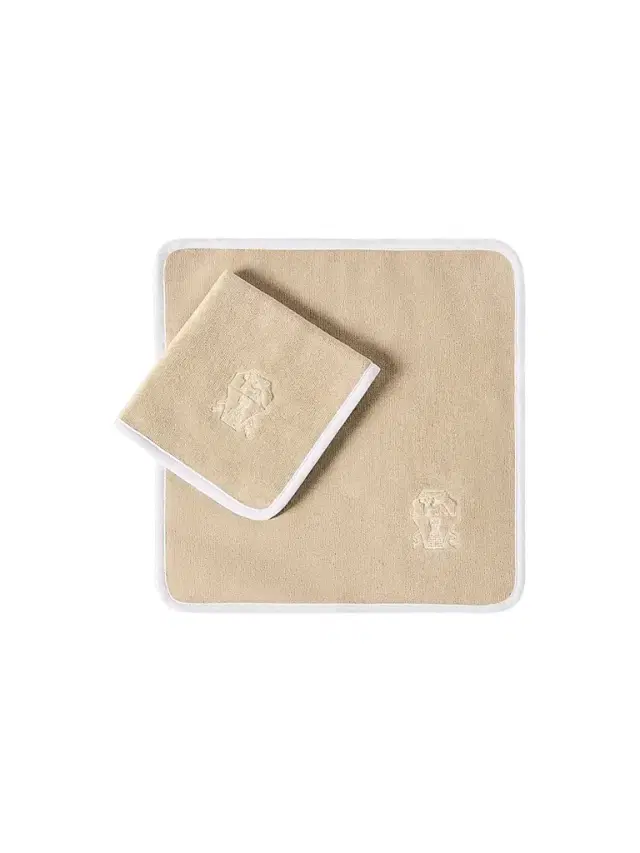 Brunello Cucinelli 2 Piece Cotton Terrycloth Hand Towel Set with Embroidery