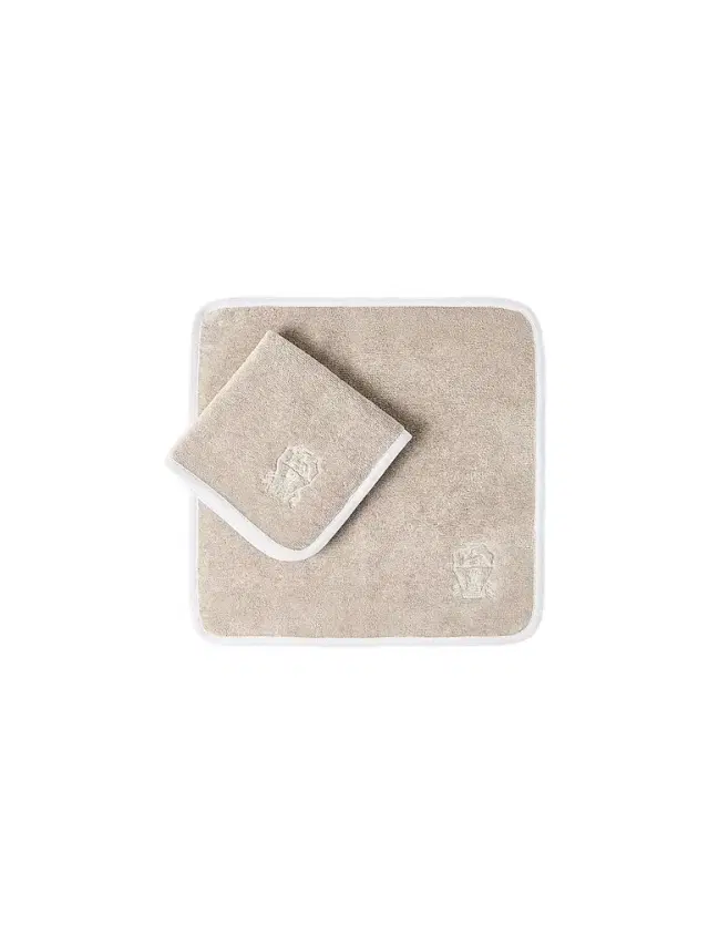 Brunello Cucinelli 2 Piece Cotton Terrycloth Hand Towel Set with Embroidery