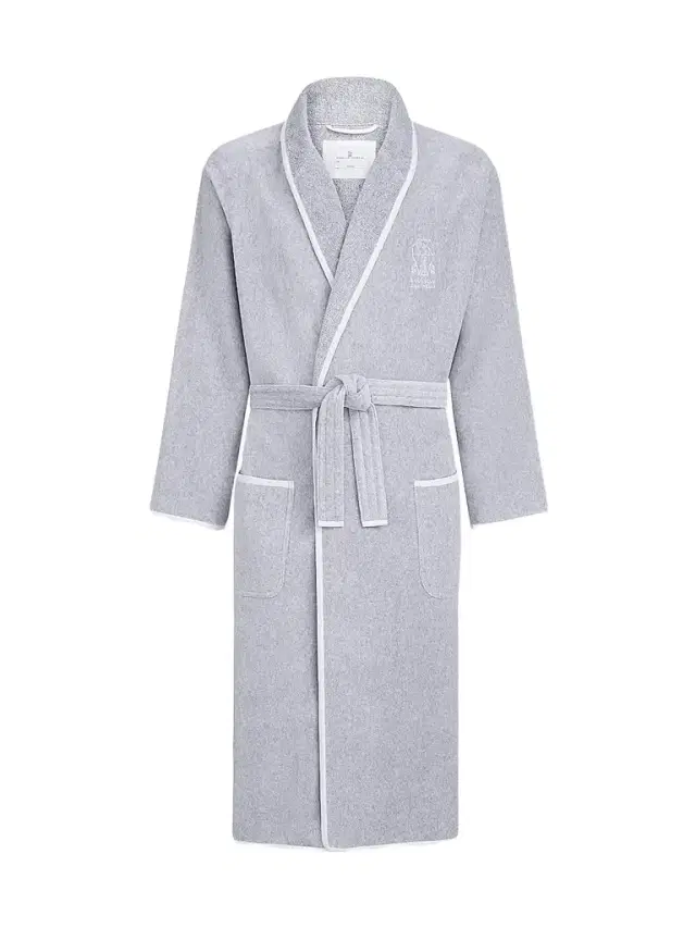 Brunello Cucinelli Women's Cotton Terrycloth Bathrobe with Linen Trims