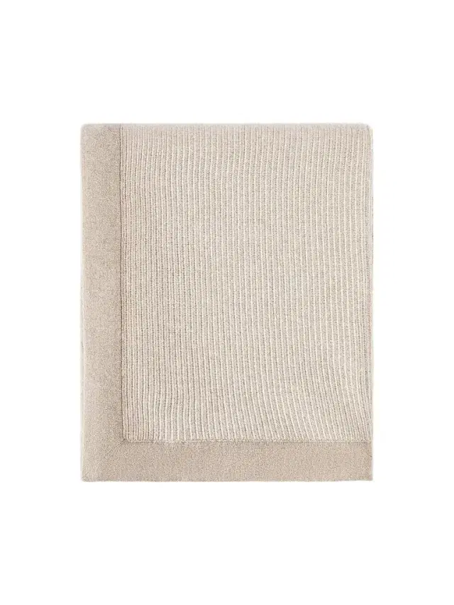 Brunello Cucinelli Cashmere English Rib Knit Throw with Contrast Borders