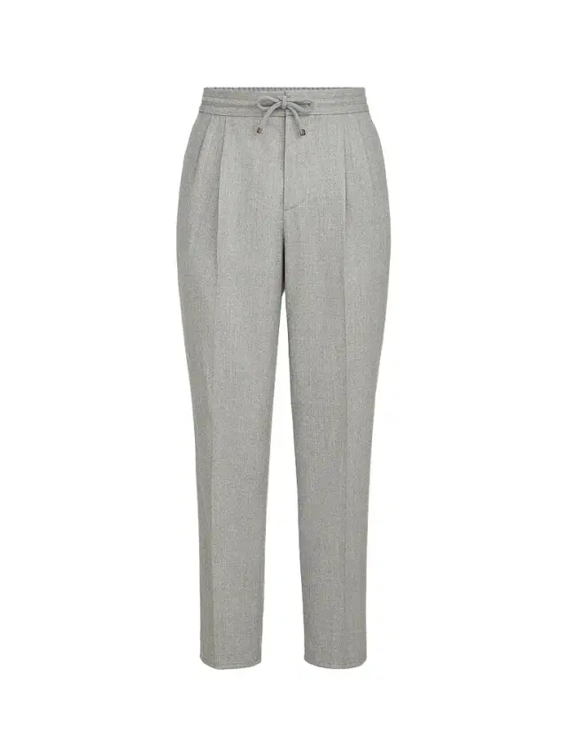 Brunello Cucinelli Men's Virgin Wool Flannel Trousers with Drawstring and Double Pleats