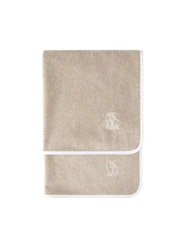 Brunello Cucinelli 2 Piece Cotton Terrycloth Bath Towel Set with Embroidery