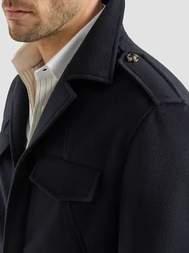 Brunello Cucinelli Men's Lightweight Virgin Wool Cloth Outerwear Jacket with Chest Pockets - Navy Blue | Thumbnail 6 Brunello Cucinelli Men's Lightweight Virgin Wool Cloth Outerwear Jacket with Chest Pockets - Navy Blue | Thumbnail 6