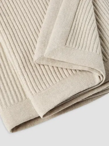 Brunello Cucinelli Cashmere Half English Rib Knit Throw | Thumbnail 2 Brunello Cucinelli Cashmere Half English Rib Knit Throw | Thumbnail 2
