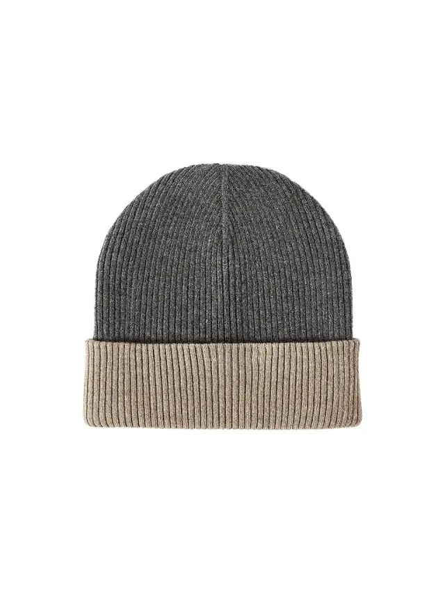 Brunello Cucinelli Men's Cashmere Double Knit Ribbed Beanie - Grey