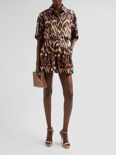 Zimmermann Women's Aster Silk Ikat-Inspired Shorts - Charcoal Ikat | Thumbnail 2