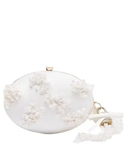 Oval Small embellished satin clutch