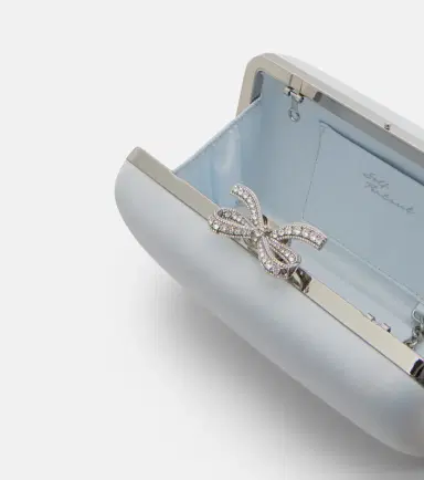 Self-Portrait Bow embellished satin clutch | Thumbnail 4