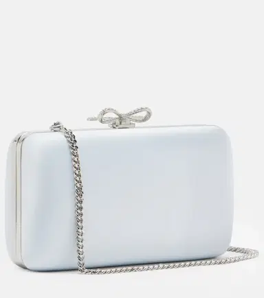 Self-Portrait Bow embellished satin clutch | Thumbnail 5