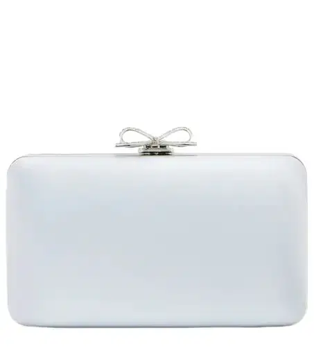 Bow embellished satin clutch