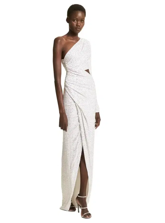 Michael Kors Collection Crystal Embroidered Stretch Jersey Asymmetric Gown