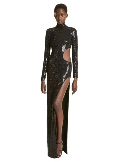 Michael Kors Collection Hand-Embroidered Crystal Stretch Cady Cutout Gown | Thumbnail 1