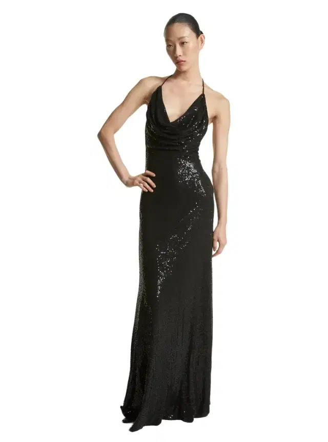 Michael Kors Collection Hand-Embroidered Sequin Viscose Cowl Gown