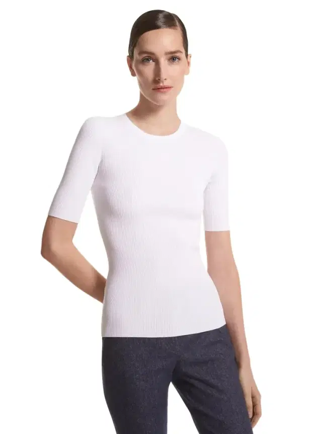 Michael Kors Collection Ribbed Stretch Viscose T-Shirt