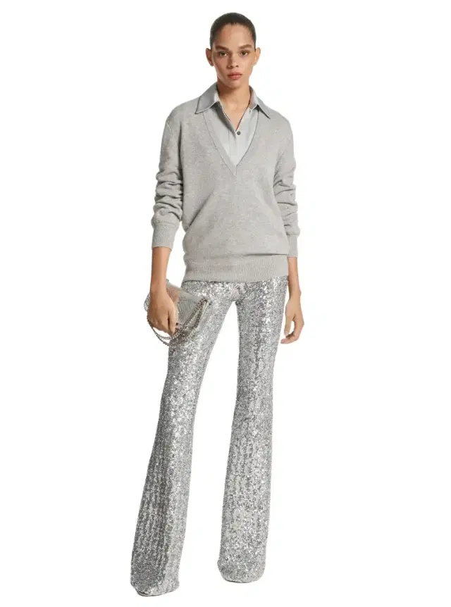 Michael Kors Collection Sequined Stretch Tulle Flared Pants