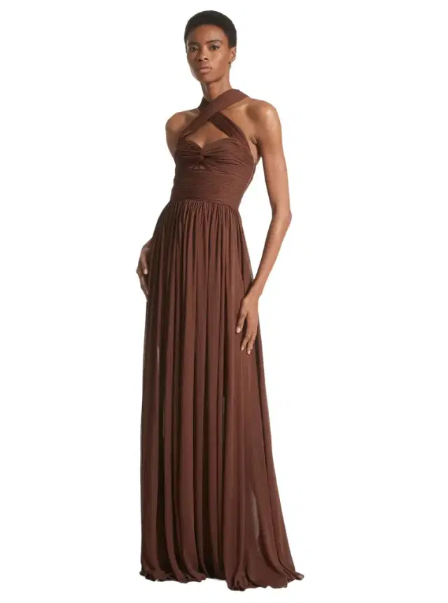Michael Kors Collection Chiffon Jersey Cross-Front Gown
