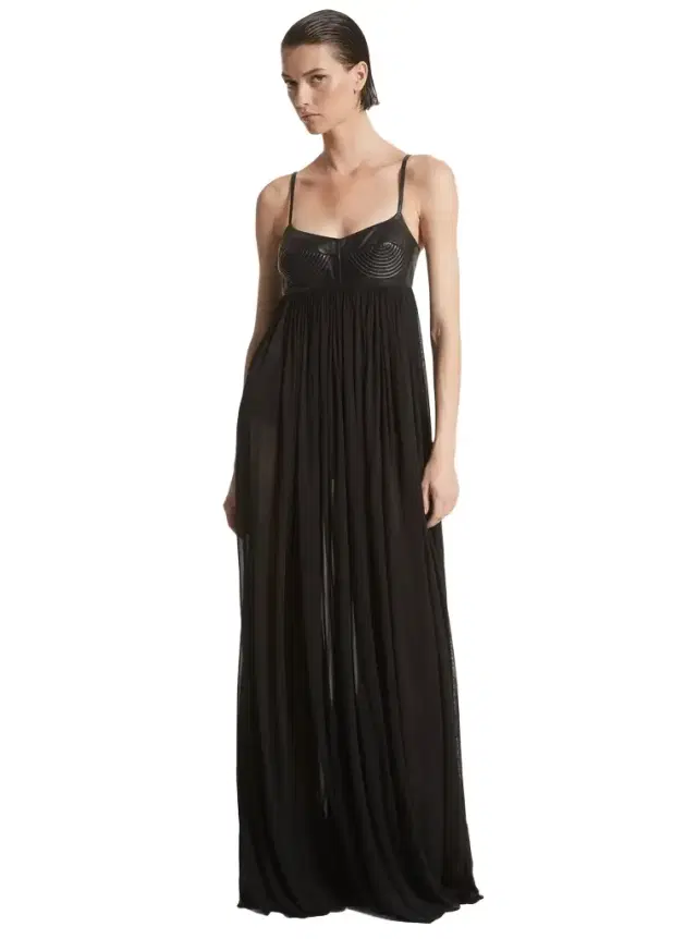 Michael Kors Collection Plongé Leather and Chiffon Jersey Empire Gown