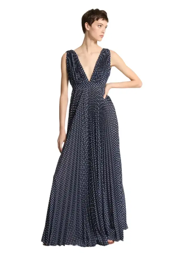 Michael Kors Collection Polka Dot Georgette Pleated Gown