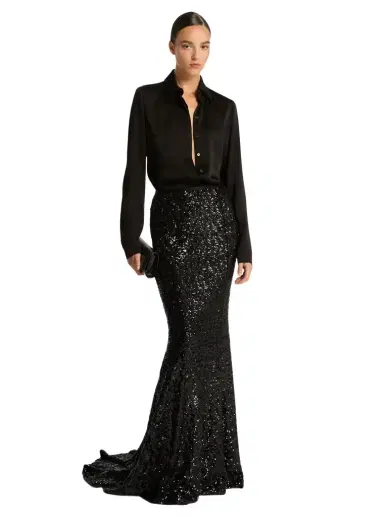 Michael Kors Collection Sequin Embroidered Stretch Fishtail Skirt in | Thumbnail 1 Michael Kors Collection Sequin Embroidered Stretch Fishtail Skirt in | Thumbnail 1