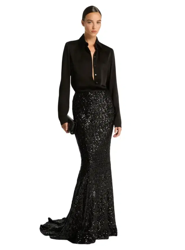 Michael Kors Collection Sequin Embroidered Stretch Fishtail Skirt