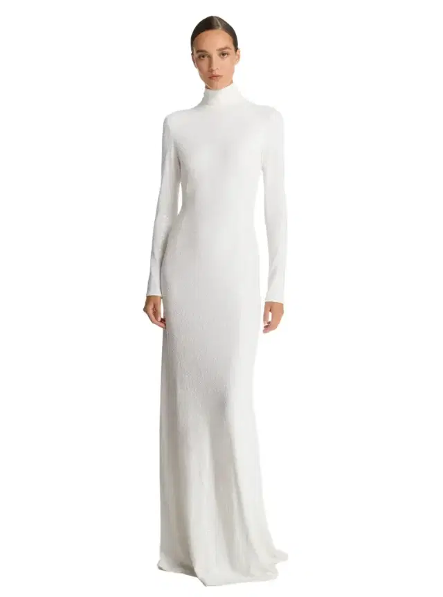 Michael Kors Collection Hand-Embroidered Sequin Stretch Matte Jersey Mock Neck Gown