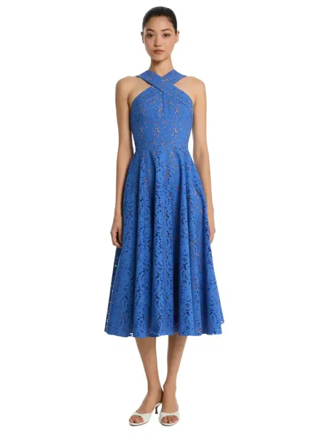 Michael Kors Collection Cotton Eyelet Halter Dress