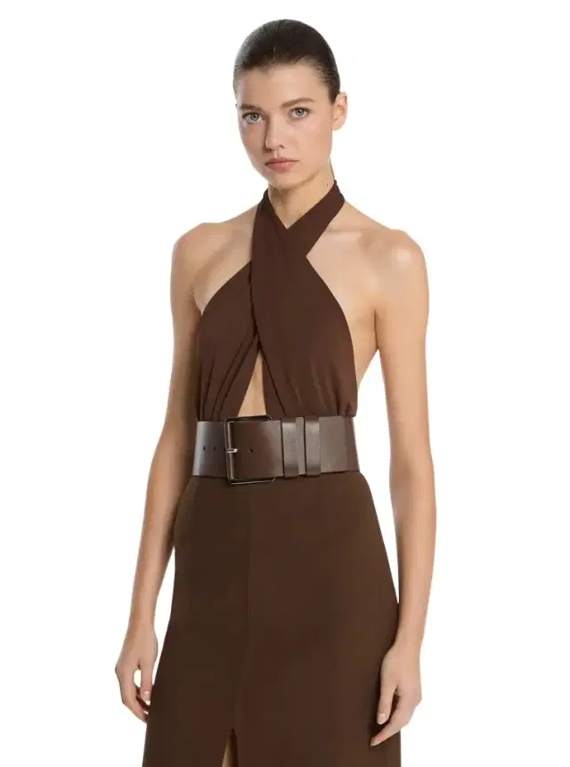 Michael Kors Collection Stretch Matte Jersey Halter Bodysuit