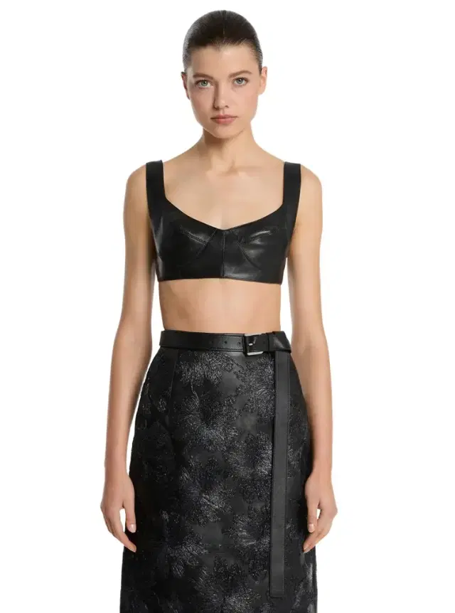 Michael Kors Collection Plongé Leather Bra Top