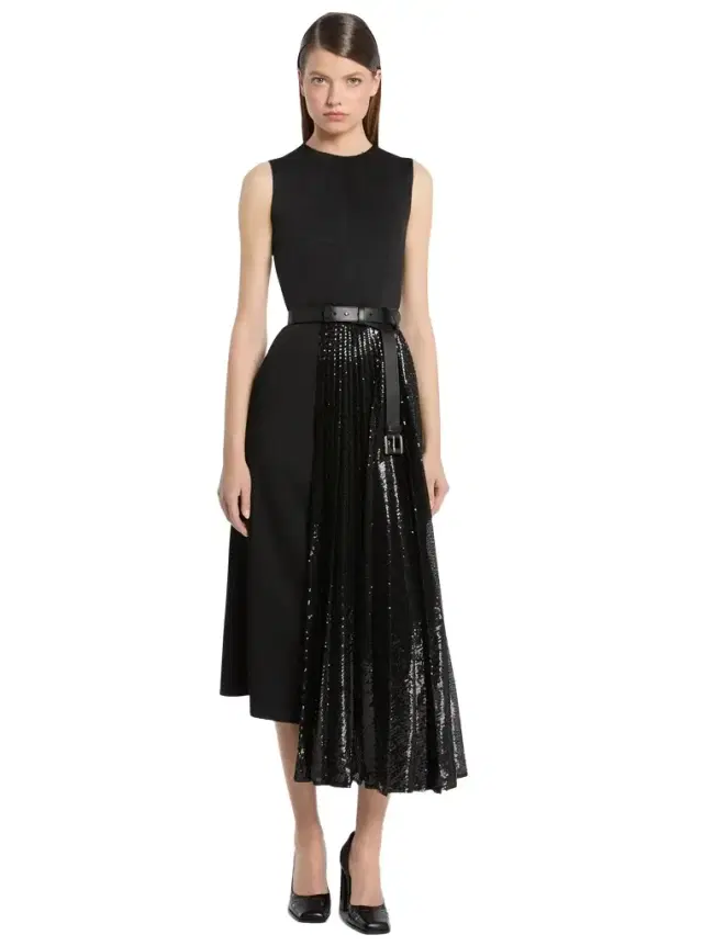 Michael Kors Collection Hand-Embroidered Sequin Tulle and Satin Sheath Dress