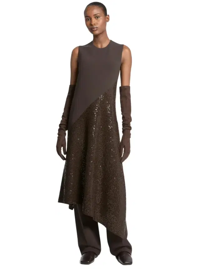 Michael Kors Collection Hand-Embroidered Sequin Double Faced Stretch Wool Dress