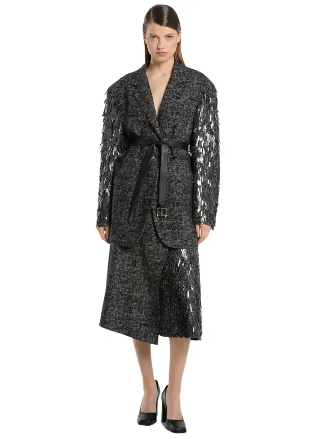 Michael Kors Collection Ryan Hand-Embroidered Smudge Glen Plaid Paillette Wool Blazer