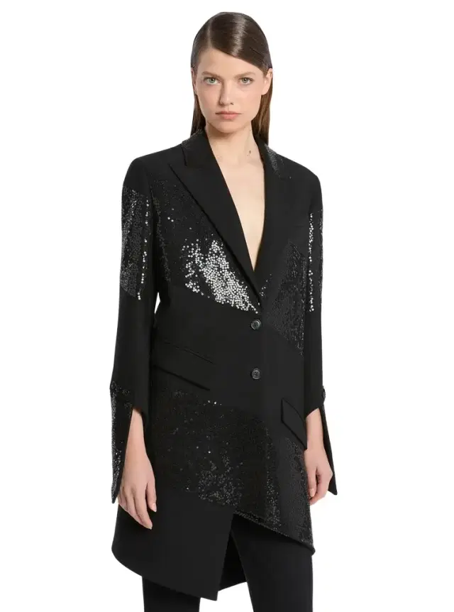 Michael Kors Collection Hand-Embroidered Sequin Wool Broadcloth Blazer