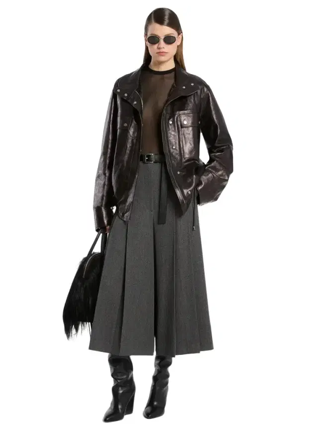 Michael Kors Collection Washed Leather Bomber Jacket