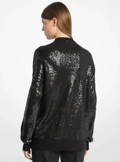 Michael Kors Collection Hand-Embroidered Sequin Cashmere Scarf-Effect Sweater | Thumbnail 2